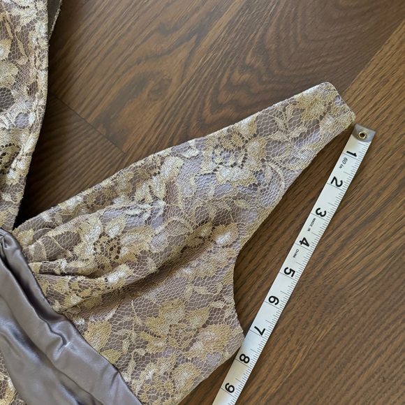 Gorgeous David's Bridal Metallic Gold Lace Overlay Dress - Picture 10 of 13